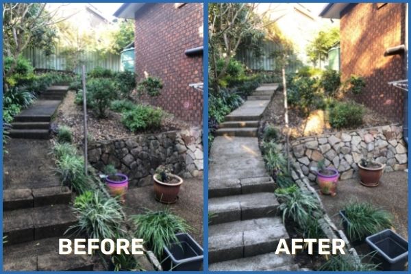Brisbane House Pathway Pressure Wash Before Vs After